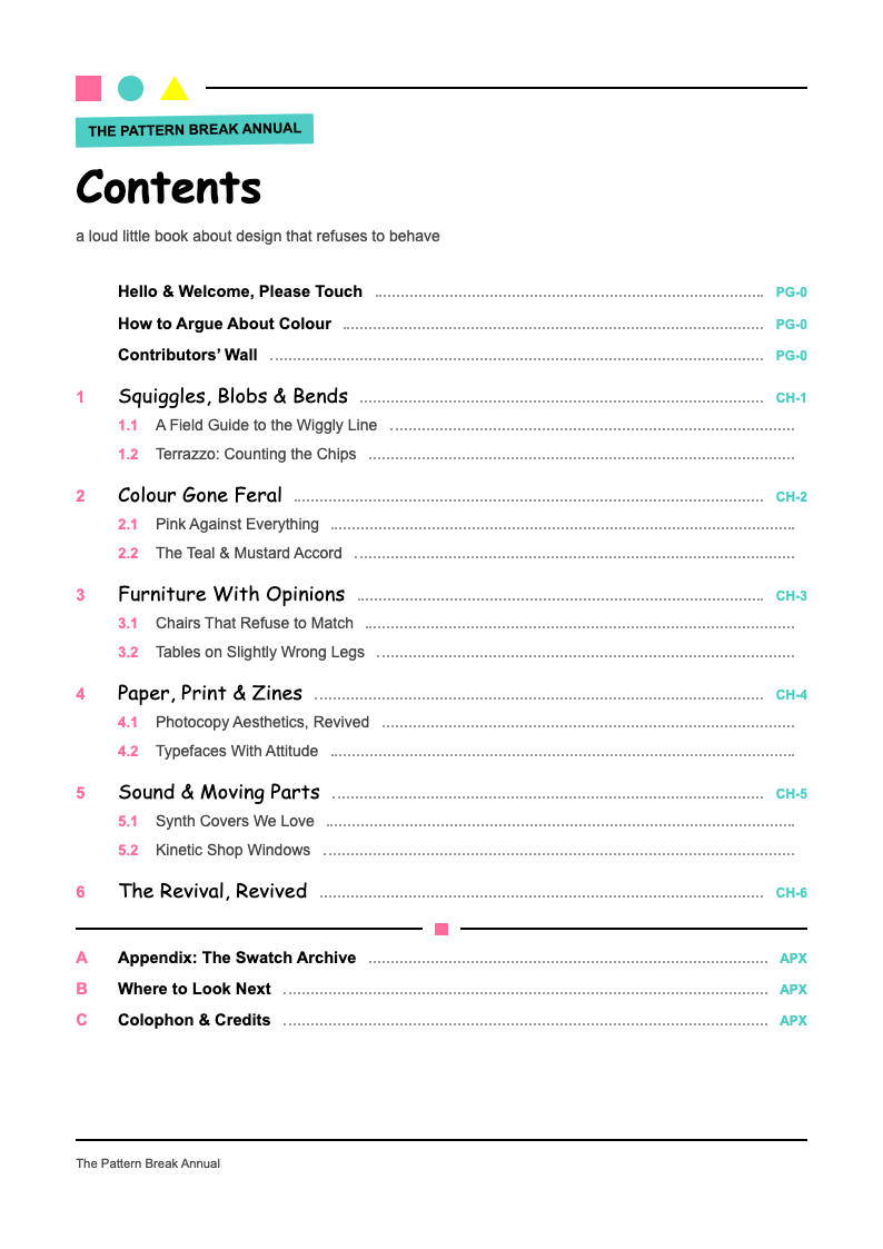Memphis revival table of contents